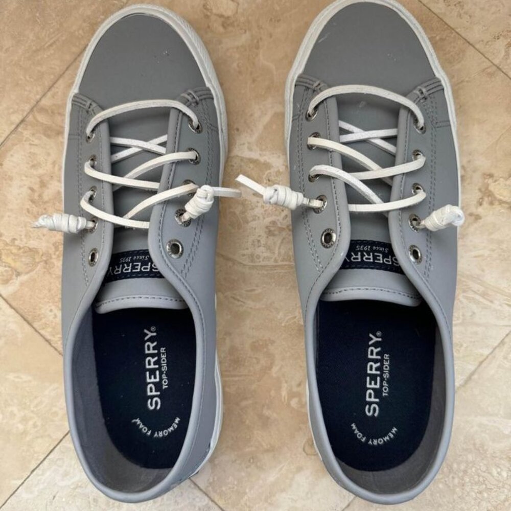 Sherry grey leather top-sider 8.5M